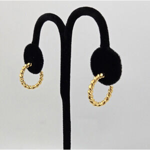 Goldtone Hoop Earrings Twisted Rope Textured Pierced Classic Minimalist Capsule